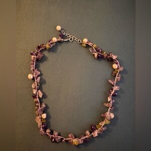 Crystal beads and fresh water pearls necklace